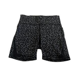 CRZ Yoga animal print black gray fitted biker shorts sz Large
